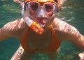 woman, dive, bikini
