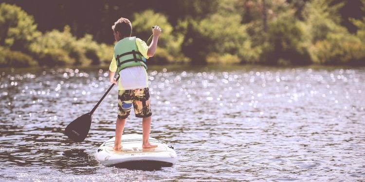 boy, paddleboard, paddle