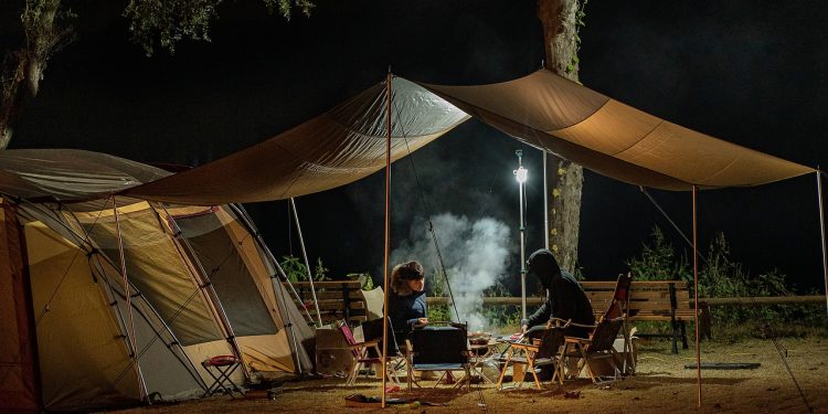 people, camping, tent