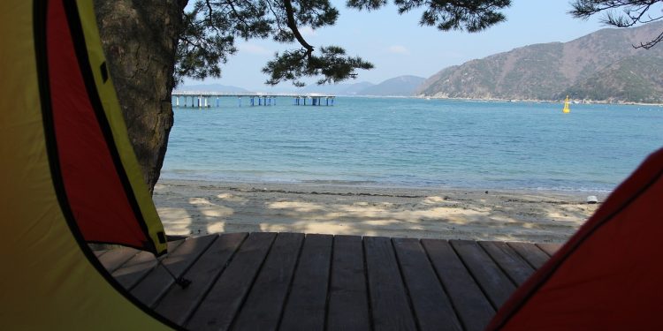 tent, camping, ocean