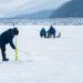 ice fishing, snow, dog