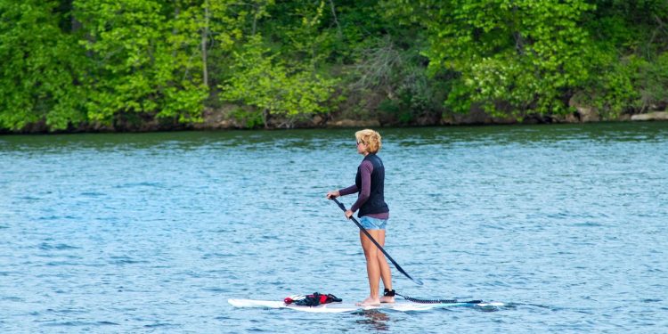board, paddle, woman