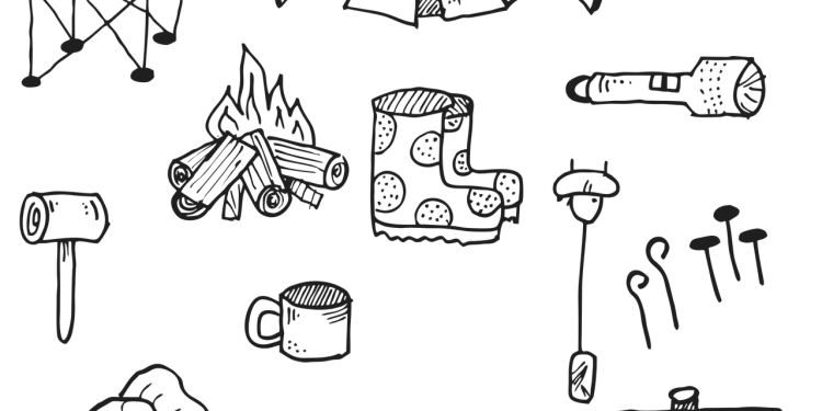 camping, icon, drawing