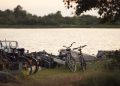 bicycle, lake, nature