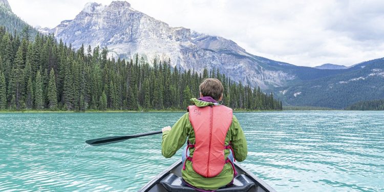 canoe, boating, lake